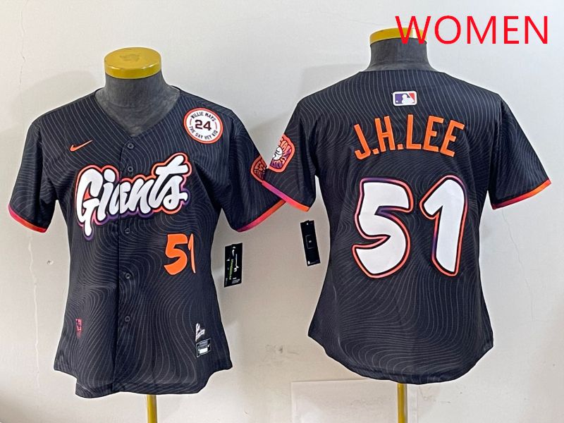 Women San Francisco Giants #51 J.H.Lee Black Joint Name Nike 2025 MLB Jersey style 7